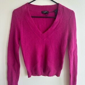 Rag & Bone Pink V-Neck Sweater with Ribbed Detailing (brand new!)